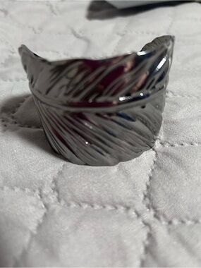 Silver-Tone Feather Cuff Bracelet - Women Accessories